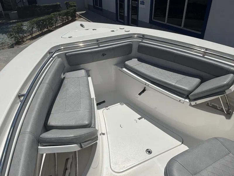 Slide: The Image of 2021 Sea Pro 239 Center Console boat with spacious seating and sleek design. - 10
