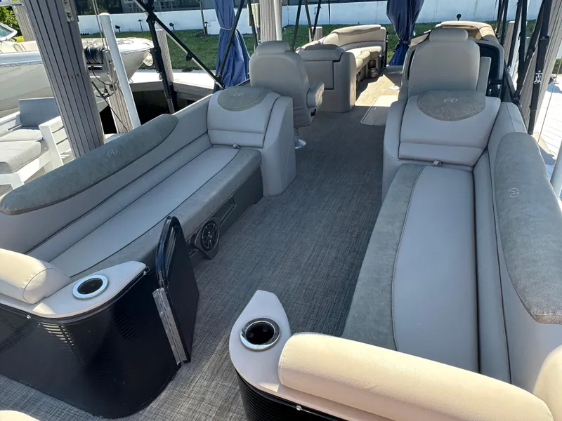 Slide: The Image of 2020 Avalon Catalina Platinum Quad Lounger interior with luxurious seating and modern design. - 15