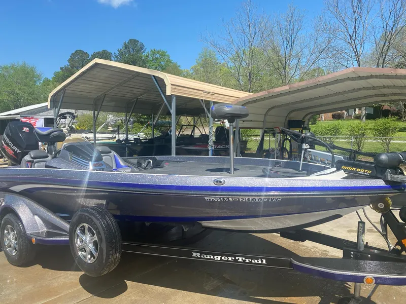 Slide: The Image of 2017 Ranger Z-520 "RANGER CUP EDITION" boat on trailer, parked under carport. - 1