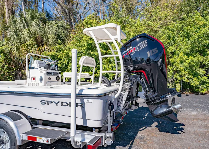 Slide: The Image of 2024 Spyder FX 19 Vapor boat with Mercury Pro XS 115 engine on trailer. - 12
