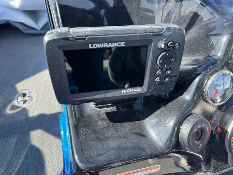 Slide: The Image of Lowrance Hook fish finder on 2024 Nitro ZV19 Sport boat dashboard. - 10