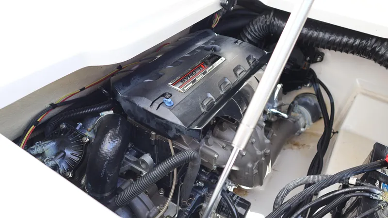 Slide: The Image of Engine compartment of 2020 Yamaha Boats 275 SD, showcasing detailed mechanical components. - 14