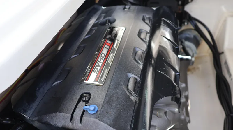Slide: The Image of 2020 Yamaha Boats 275 SD engine close-up, showcasing SVHO technology. - 15