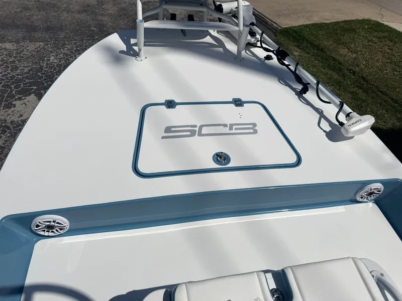 Slide: The Image of 2025 SCB R24 boat deck with logo, featuring sleek design and modern equipment. - 33