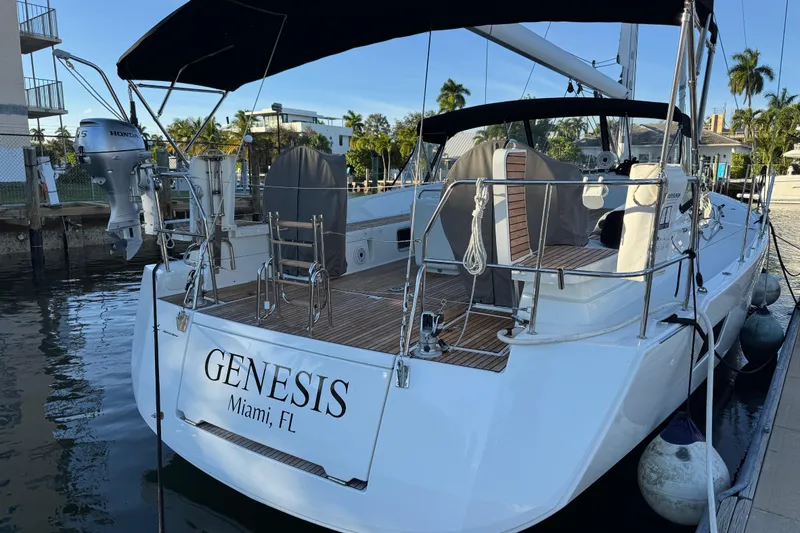 Slide: The Image of 2021 Jeanneau 54 sailboat named Genesis docked in Miami, Florida. - 89