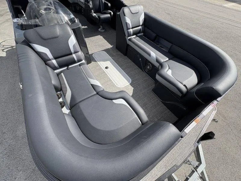 Slide: The Image of 2023 Crest Caribbean RS 230 SLC boat interior with luxurious seating and modern design. - 35