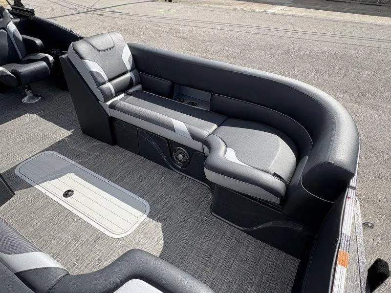 Slide: The Image of 2023 Crest Caribbean RS 230 SLC boat interior with sleek, modern seating design. - 36