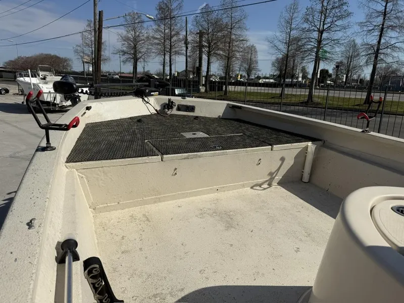 Slide: The Image of 2009 Xpress H20 BAY boat interior with fishing deck and equipment. - 9