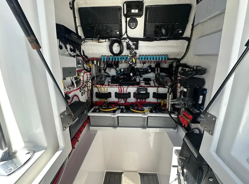 Slide: The Image of 2023 Front Runner 33 Center Console electrical system with organized wiring and components. - 26