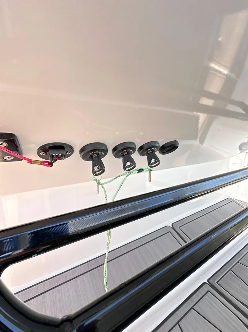 Slide: The Image of 2023 Statement 350 Open boat deck with cleats and ropes. - 24