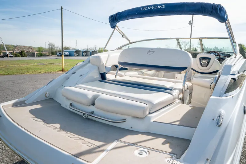 Slide: The Image of 2012 Crownline Eclipse E2 boat with spacious seating and sleek design. - 10