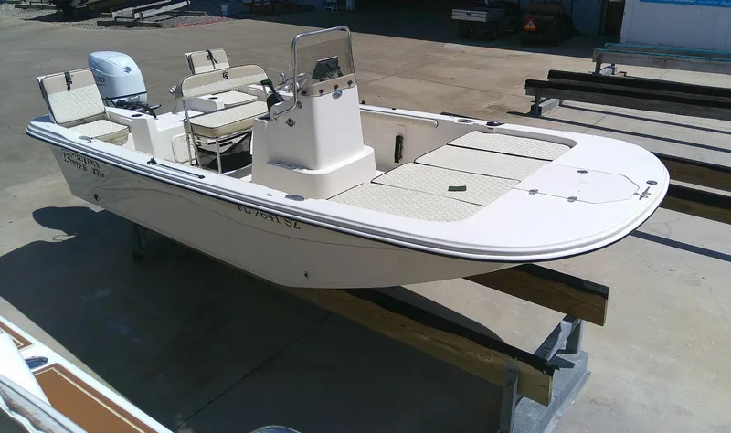 Slide: The Image of 2021 Carolina Skiff 17 LS boat on trailer, ready for water adventures. - 0