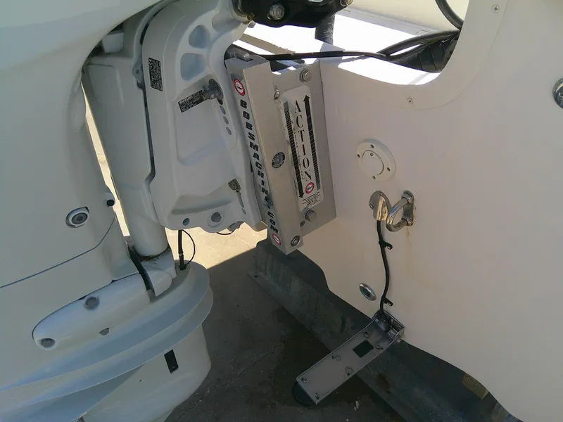 Slide: The Image of 2021 Carolina Skiff 17 LS boat motor mount and transom detail. - 5