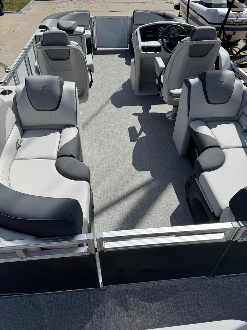 Slide: The Image of 2025 Tahoe Pontoon LTZ Quad Lounger with spacious seating and modern design. - 10