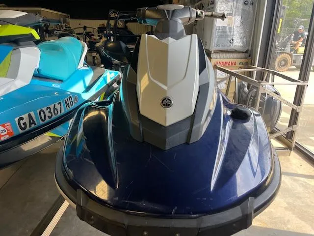 Slide: The Image of 2018 Yamaha WaveRunner EX Sport jet ski in showroom, front view. - 2