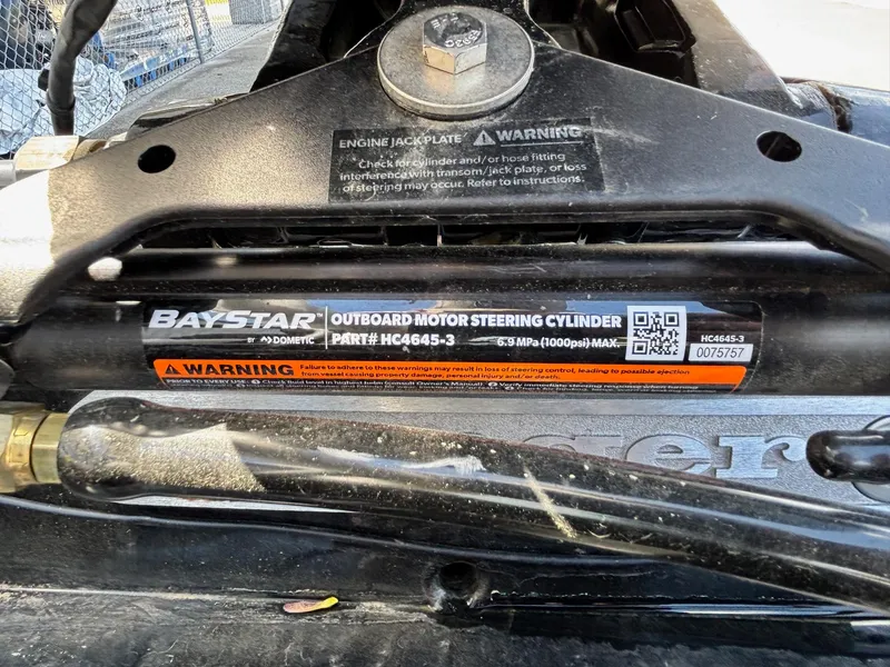 Slide: The Image of BayStar outboard motor steering cylinder on 2025 Ranger RT188 boat. - 10