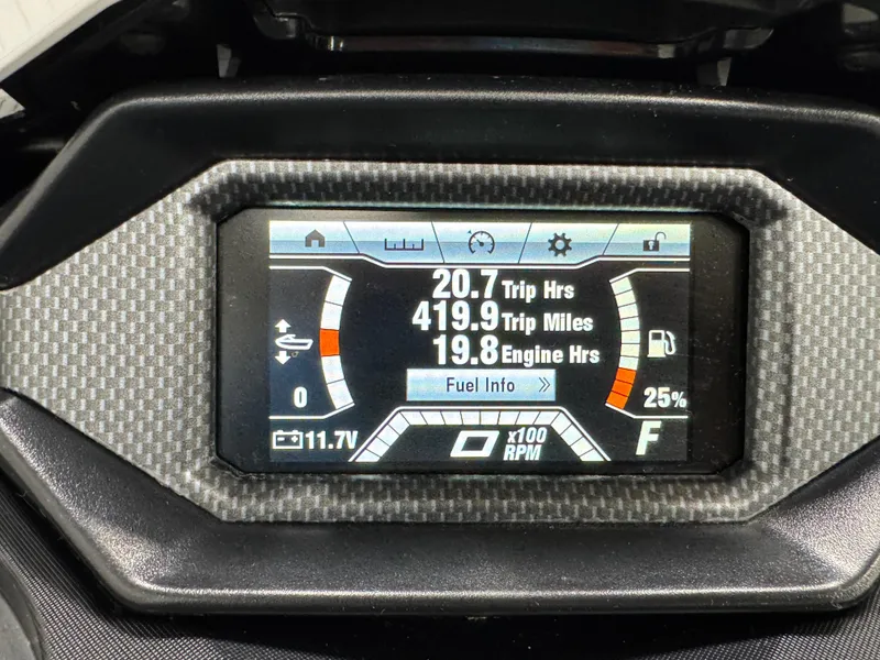 Slide: The Image of Dashboard of 2019 Yamaha WaveRunner FX Cruiser HO showing trip and engine details. - 30