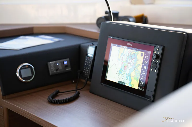 Slide: The Image of Navigation system on 2025 Nautitech 48 Open yacht, featuring advanced controls and display. - 44