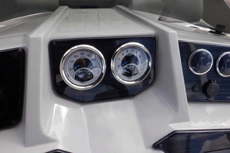 Slide: The Image of 2024 SunChaser Geneva Cruise 22 LR DH interior with plush seating and modern design. - 20