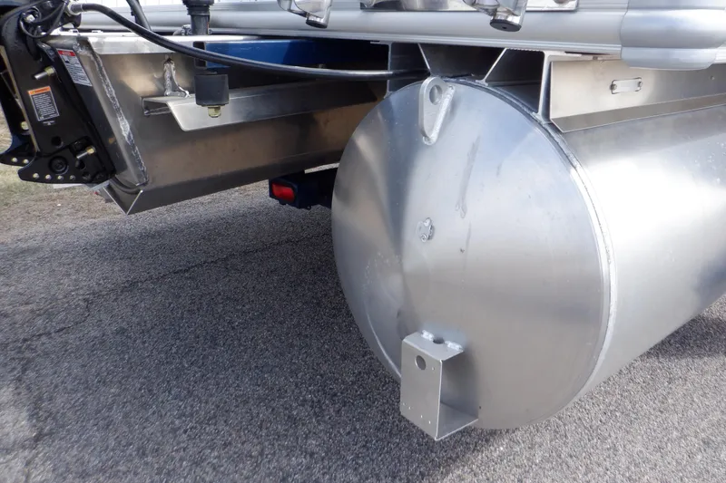 Slide: The Image of 2024 SunChaser Geneva Cruise 22 LR DH boat ladder and motor detail. - 33