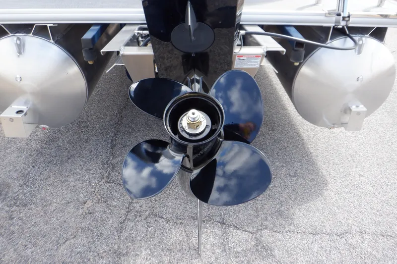 Slide: The Image of 2024 SunChaser Geneva Cruise 22 LR DH pontoon boat with Mercury outboard motor. - 5