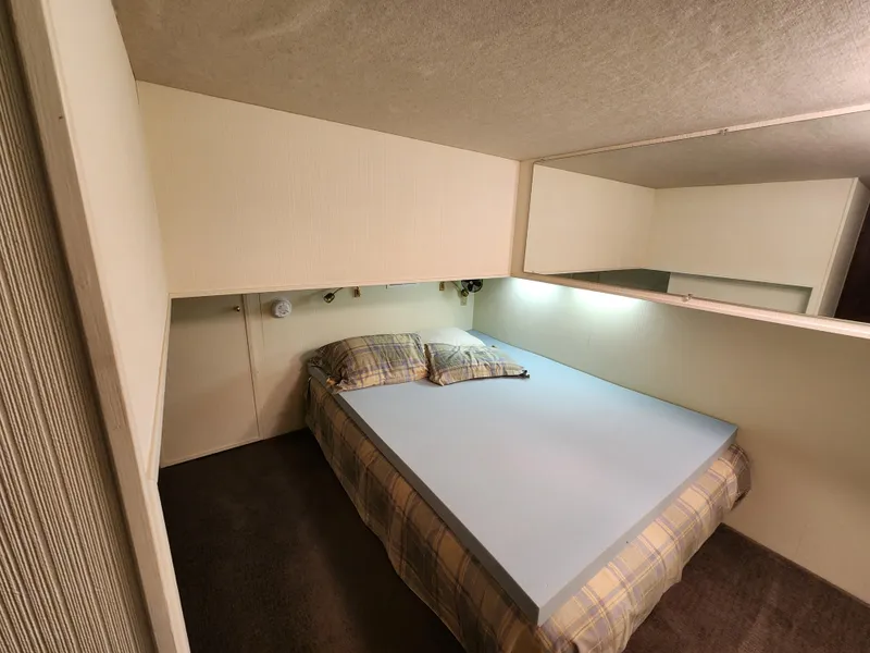 Slide: The Image of Cozy bedroom in 2004 Skipperliner Inn Conspicuous Share with plaid bedding and soft lighting. - 15