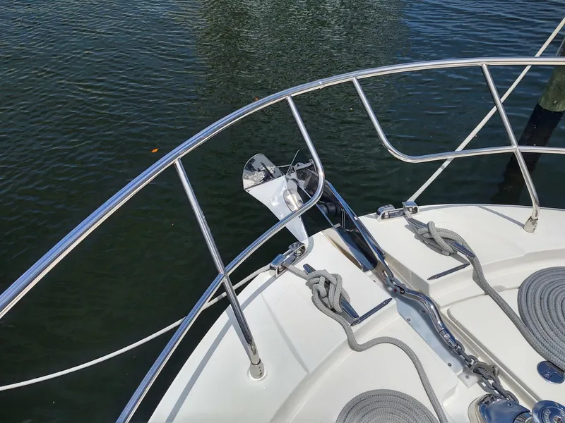 Slide: The Image of Bow of 2020 Prestige 520S yacht with stainless steel railings and anchor. - 15