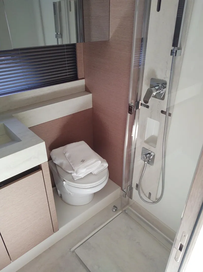 Slide: The Image of Modern bathroom in 2020 Prestige 520S yacht with shower and toilet. - 36