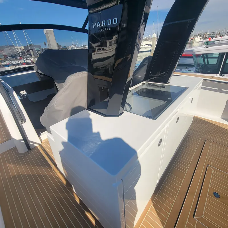 Slide: The Image of 2022 Pardo Yachts 38 deck with sleek design and modern amenities. - 33