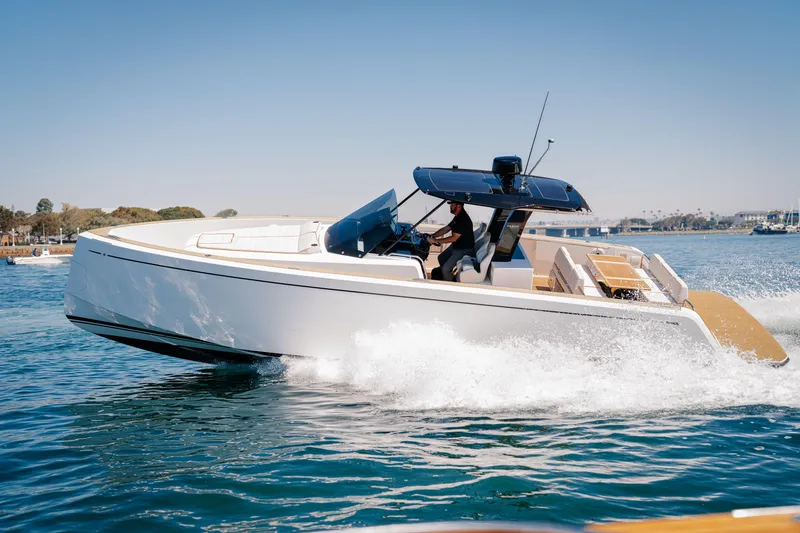 The Image of 2022 Pardo Yachts 38 cruising on water, showcasing sleek design and luxury features. - 0