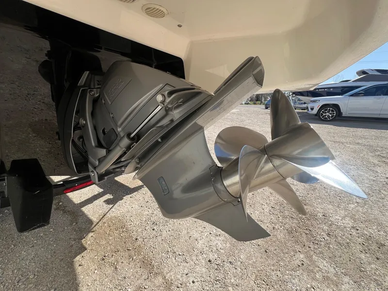 Slide: The Image of Close-up of 2011 Chaparral 264 Sunesta boat propeller on a sunny day. - 8