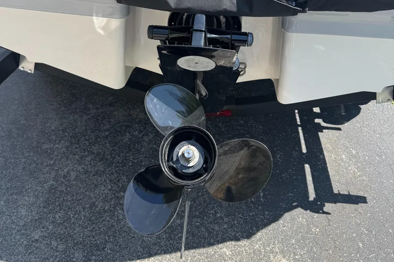 Slide: The Image of Close-up of 2024 Chaparral 21 SSi boat propeller. - 37
