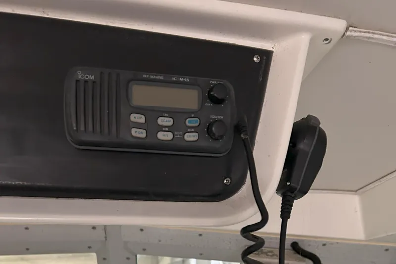 Slide: The Image of VHF marine radio installed on a 1977 Bertram 42 Motor Yacht. - 31