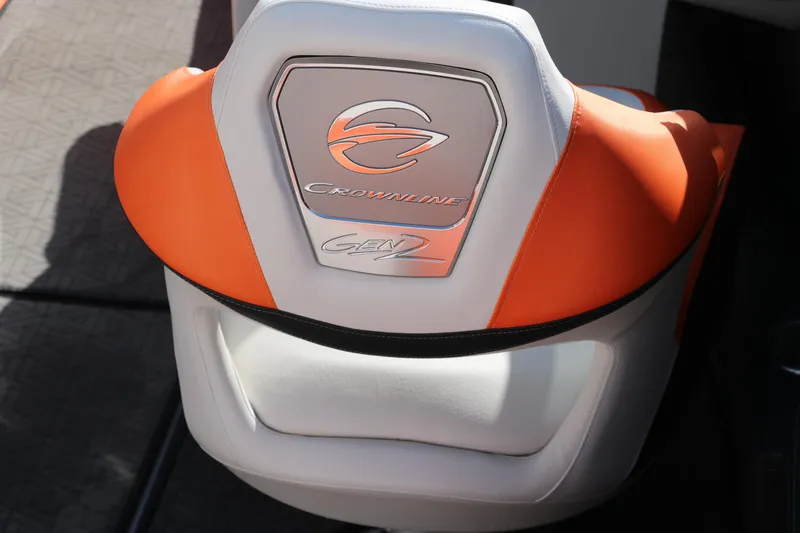 Slide: The Image of Orange and white seat of 2022 Crownline 220 SS LPX boat. - 18