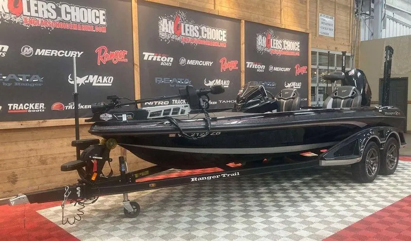 Slide: The Image of 2024 Ranger Z520R boat displayed at Anglers Choice event, featuring sleek design and modern features. - 5