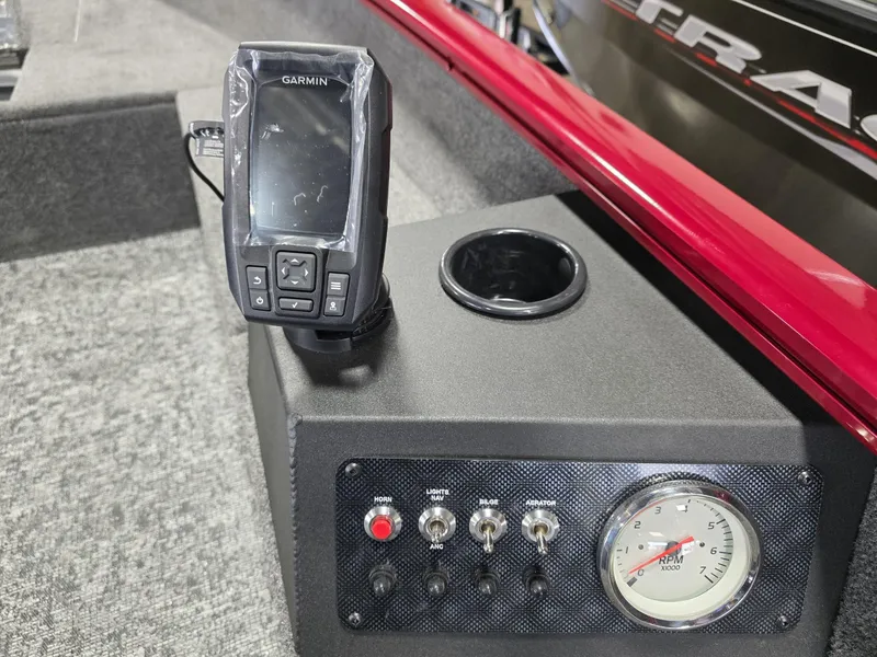 Slide: The Image of Control panel of 2025 Tracker Super Guide V 16 T boat with Garmin device. - 7