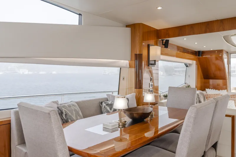 Slide: The Image of Luxurious interior of 2017 Sunseeker 75 Yacht with elegant dining area and sea view. - 29