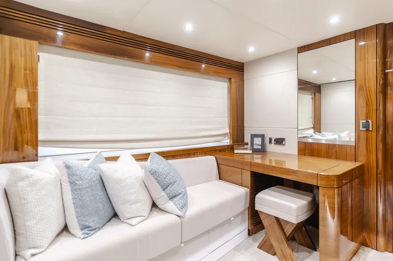 Slide: The Image of Luxurious interior of 2017 Sunseeker 75 Yacht with elegant seating and wooden accents. - 38