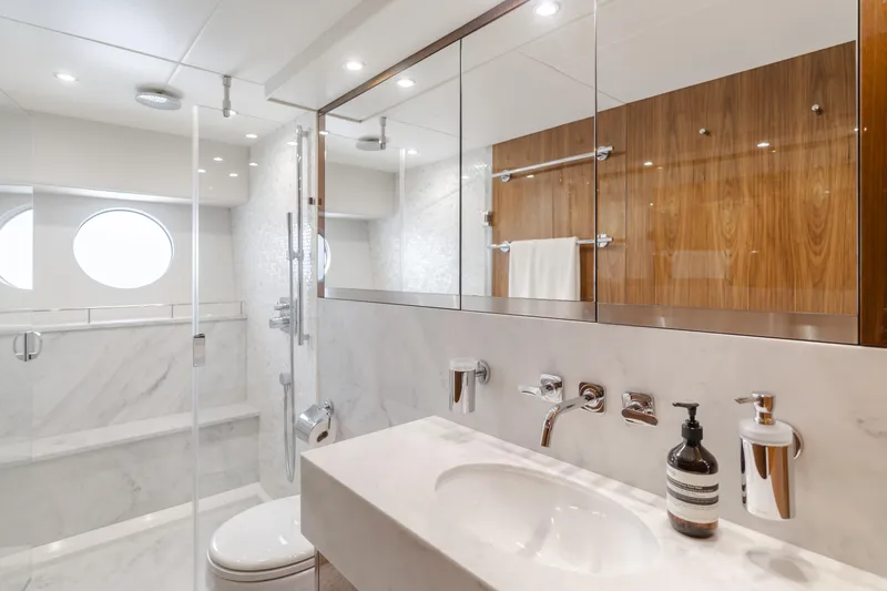 Slide: The Image of Luxurious bathroom interior of 2017 Sunseeker 75 Yacht with modern fixtures and elegant design. - 39