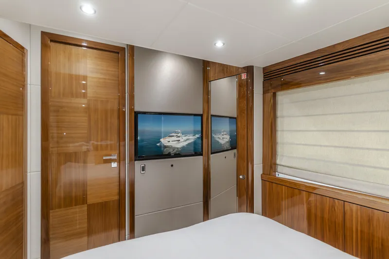 Slide: The Image of Luxurious interior of 2017 Sunseeker 75 Yacht with wood paneling and modern design. - 46