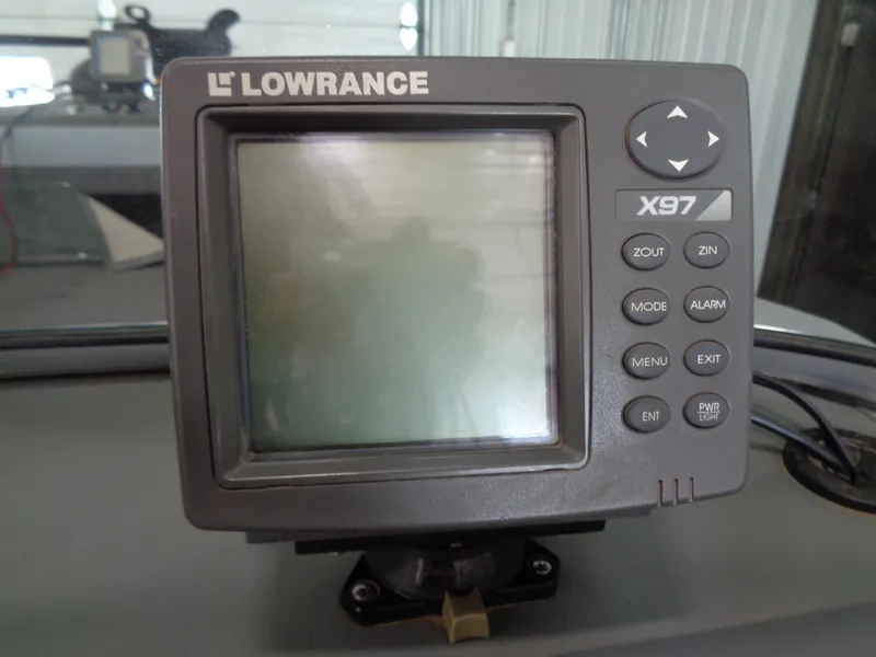 Slide: The Image of Lowrance X97 fish finder on 2003 Lund 1800 Fisherman OB boat dashboard. - 12