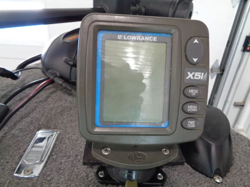 Slide: The Image of Lowrance X51 fish finder on 2003 Lund 1800 Fisherman OB boat dashboard. - 15