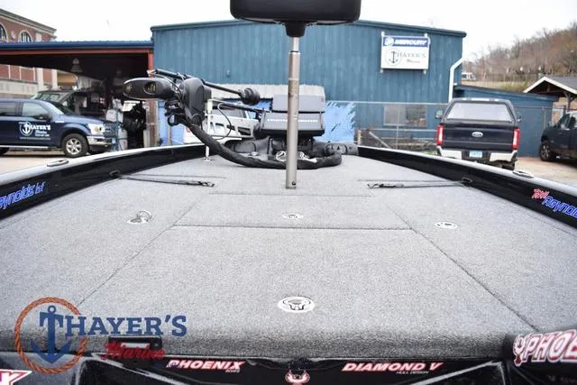 Slide: The Image of 2019 Phoenix Bass Boats 920 deck with trolling motor at Thayer's Marine. - 25
