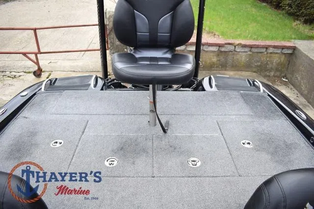 Slide: The Image of 2019 Phoenix Bass Boats 920 deck with seating, featuring Thayer's Marine branding. - 33