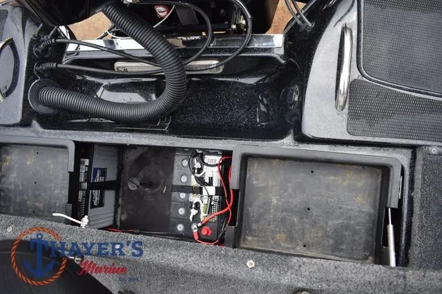 Slide: The Image of 2019 Phoenix Bass Boats 920 interior showing battery compartment and wiring. - 37