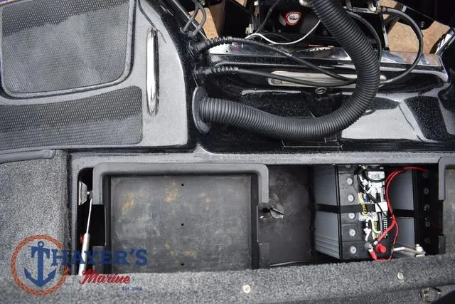 Slide: The Image of 2019 Phoenix Bass Boats 920 interior showing battery compartment and wiring details. - 38