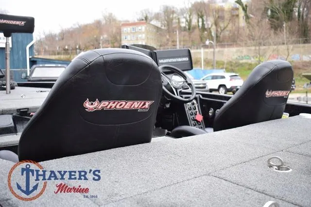 Slide: The Image of 2019 Phoenix Bass Boats 920 interior with branded seats at Thayer's Marine. - 41