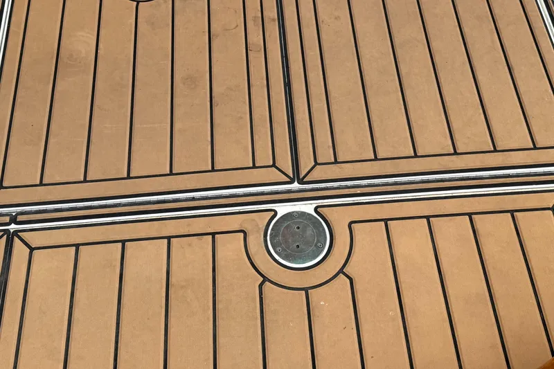 Slide: The Image of Teak deck detail of 1977 Marine Trader Europa boat. - 22