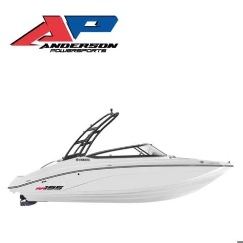 Slide: The Image of 2025 Yamaha AR195 boat, side view, with Anderson Powersports logo. - 1