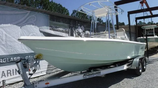 Slide: The Image of 2025 Bulls Bay 2200XS boat on trailer, displayed outdoors. - 3